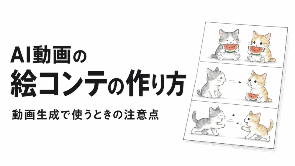AI動画の絵コンテの作り方。動画生成で使うときの注意点。二匹の猫を描いたラフ絵コンテのイラスト。